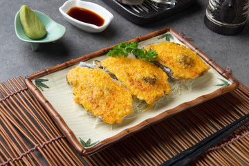 japanese baked oyster with background