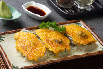 japanese baked oyster with background