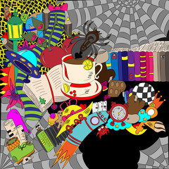 Abstract pattern, spider. Hand-drawn, doodle