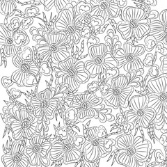 Abstract floral pattern. Hand-drawn, doodle