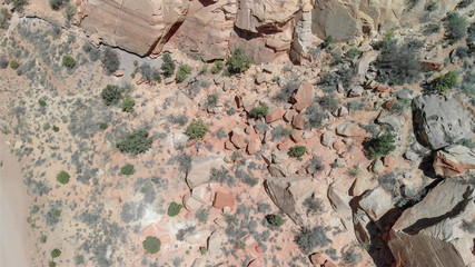 Overhead view of mountain rocks, american canyon