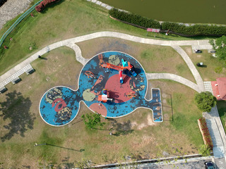 aerial of an empty playground