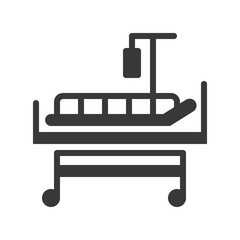 patient bed and normal saline, healthcare and medical related solid icon