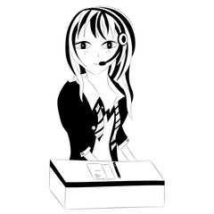 Girl operator, anime, bright, colored, hand-drawn