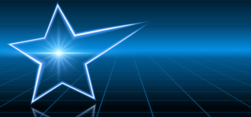 Fototapeta premium Fantastic background with neon star and space portal into another dimension