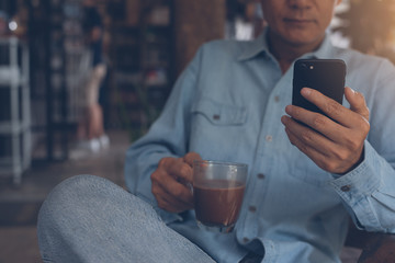 Man using smartphone