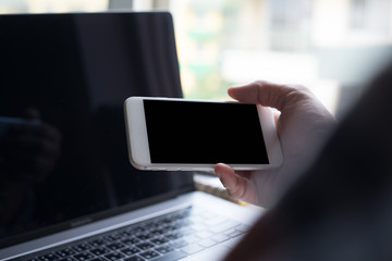 Man using smartphone