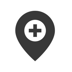 pin and cross, location, healthcare and medical related solid icon