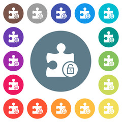 Unlock plugin flat white icons on round color backgrounds