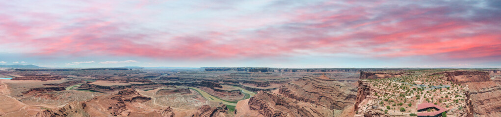 Dead Horse Point aerial view, Utah. Colorado river across mountains