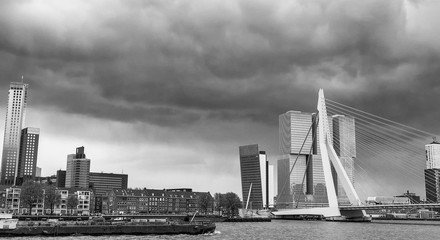 Erasmus Bridge and modern city skyline, Rotterdam