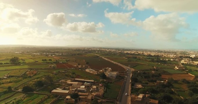 Aerial Shot Moving back over a European Country