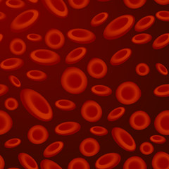 Red blood cells erythrocytes flowing in blood plasma realistic raster background.