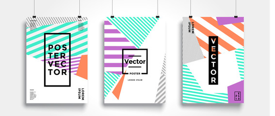 Poster with flat geometric pattern. Cool colorful backgrounds. Applicable for Banners, Placards, Posters, Flyers. Eps 10 Vector template