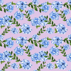 Botanical pattern of green branches and leaves floral Design