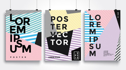 Poster with flat geometric pattern. Cool colorful backgrounds. Applicable for Banners, Placards, Posters, Flyers. Eps 10 Vector template