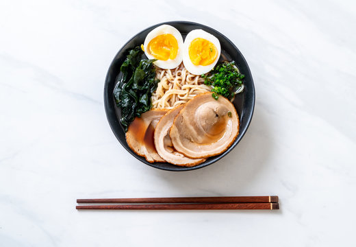 Shoyu ramen noodle with pork and egg - Powered by Adobe