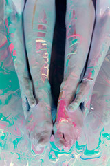 hands and feet girl in yoga