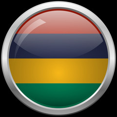 Obraz premium Mauritius flag glass button vector illustration