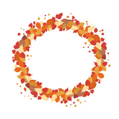 Autumn wreath with leaves isolated on white background. Vector illustration.