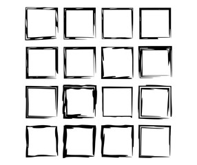 Set of black rectangle empy grunge frames.  Vector illustration.