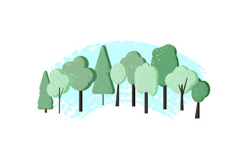 Green trees composition for social media design. Vector illustration.