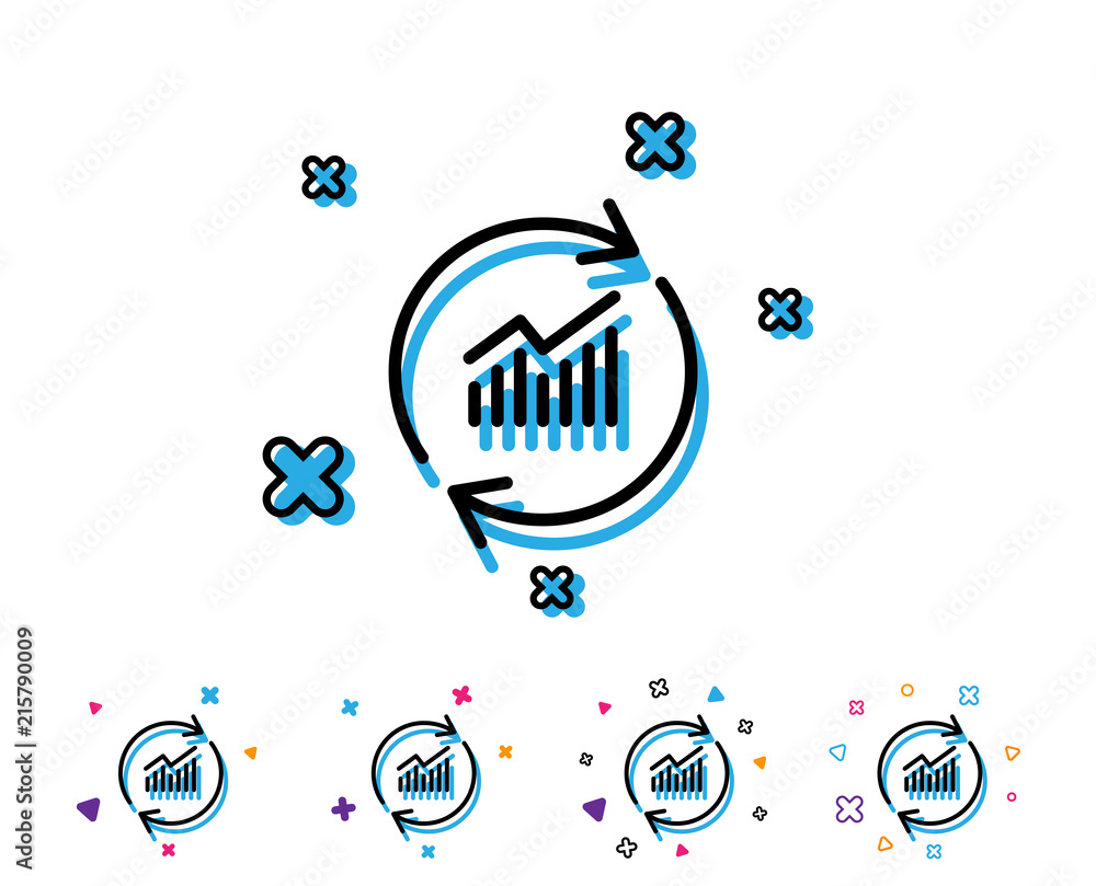 Poster chart line icon. update report graph or sales growth sign. analysis and statistics data symbol. line