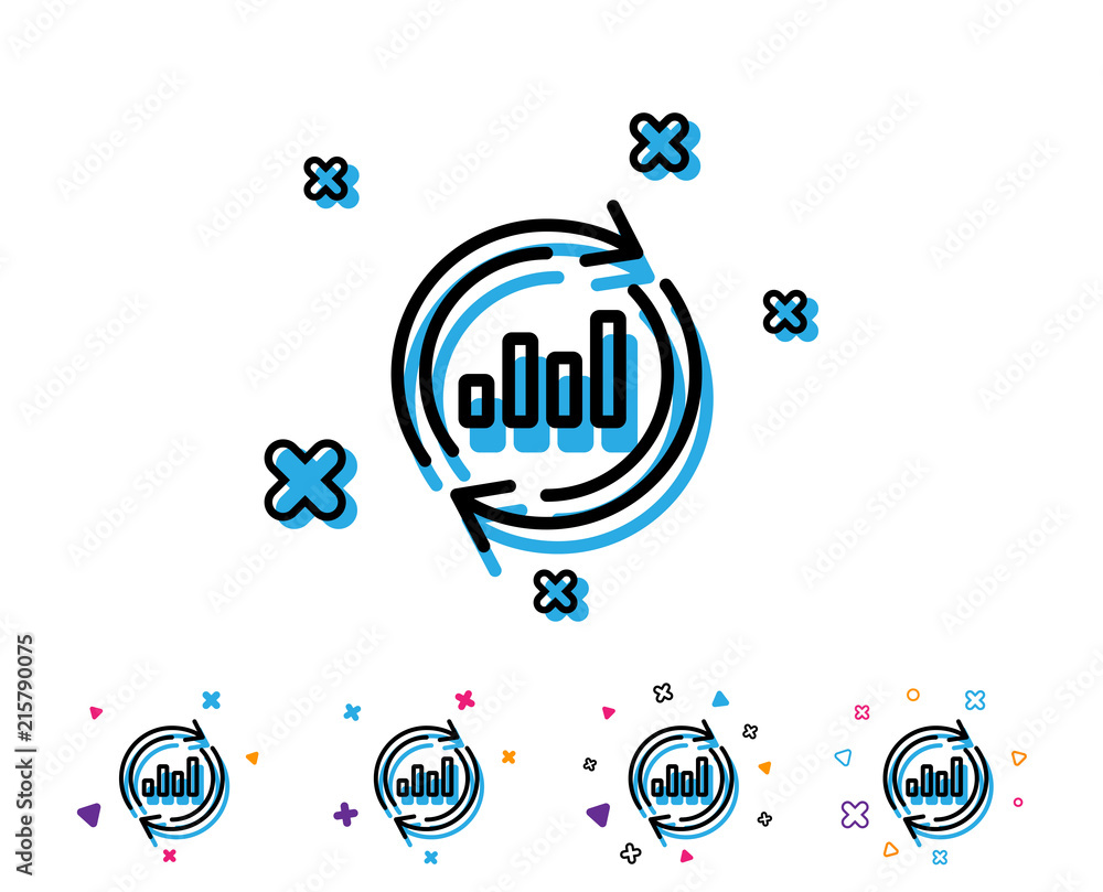 Poster chart line icon. update report graph or sales growth sign. analysis and statistics data symbol. line