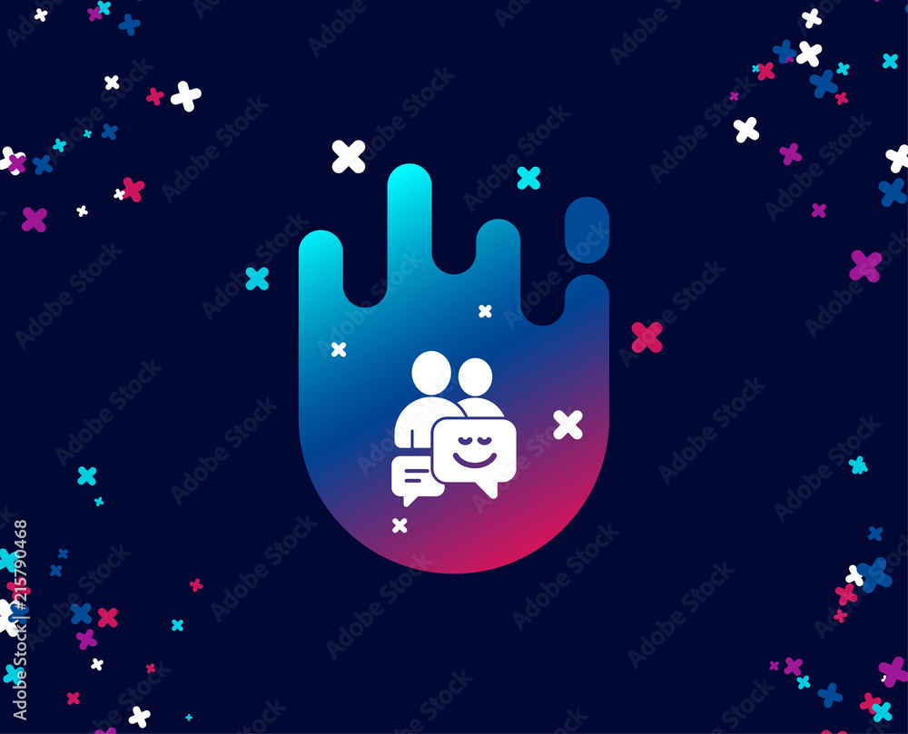 Poster group of men simple icon. human communication symbol. teamwork sign. cool banner with icon. abstract