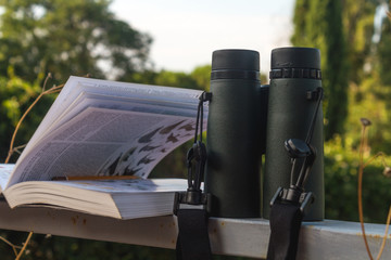 Binoculars and Bird Guide