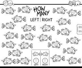 counting left and right picture of fish coloring book