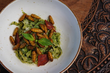 Silkworm Pesto with Chorizo
