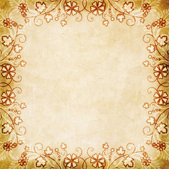 Old paper with floral frame