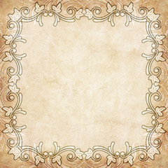Old paper with floral frame