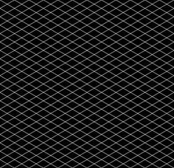 White isometric grid on black, seamless pattern