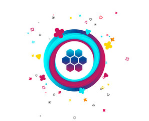 Honeycomb sign icon. Honey cells symbol. Sweet natural food. Colorful button with icon. Geometric elements. Vector