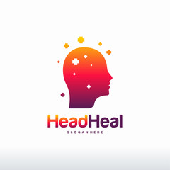 Head Medicine logo template, Head Heal logo designs concept vector