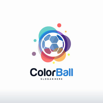 Colorful Soccer Ball logo designs concept vector, Colorful Ball logo designs