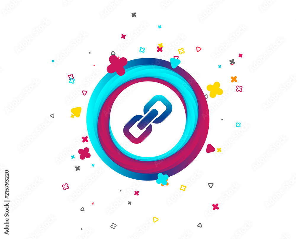 Poster link sign icon. hyperlink chain symbol. colorful button with icon. geometric elements. vector