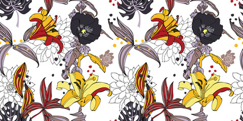 original trendy seamless artistic flower pattern