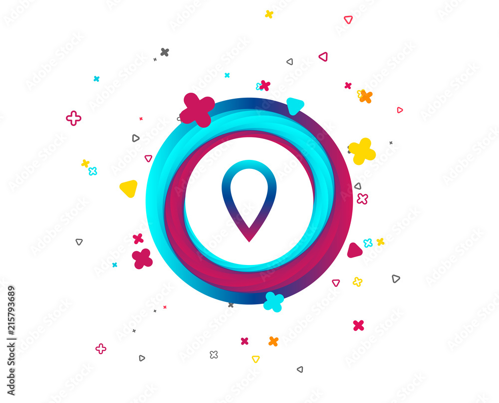 Poster map pointer sign icon. location marker symbol. colorful button with icon. geometric elements. vector
