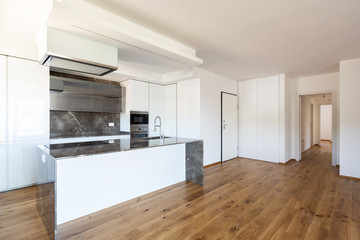 Interior of modern luxury apartment, empty attic