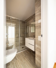 Interior of modern apartment, nobody inside, bathroom