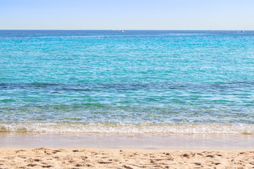 White sand beach and blue sky