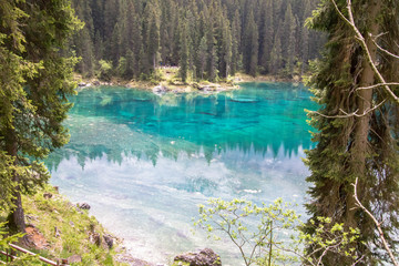 Fototapeta na wymiar Karersee, lake in the Dolomites in South Tyrol, Italy