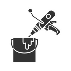 Obraz premium Paint mixer in bucket glyph icon