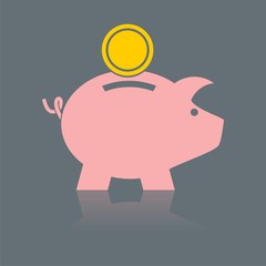 The moneybox icon, Cash and money, Pig coin