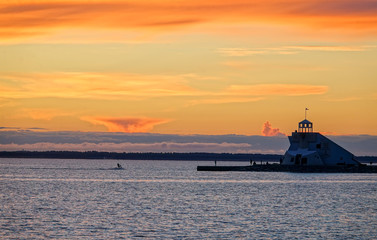 Fototapeta premium Astonishing sunset at seashore in Finland