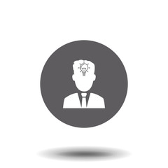 Human head with lightbulb inside glyph icon. Creativity. Silhouette symbol. New ideas. Negative space. Vector isolated illustration