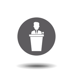 speaker icon. orator speaking from tribune vector illustration